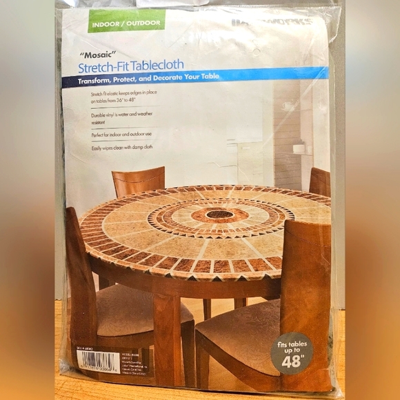 Jobar Decorative Stretch Table Cover (Mosaic), One Size (fits tables up to 48") - Picture 2 of 4